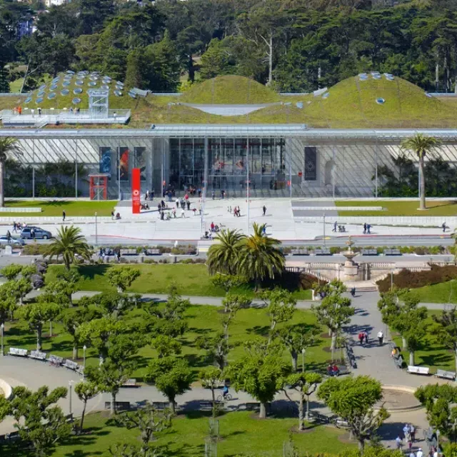 El exterior de la Academia de Ciencias de California.